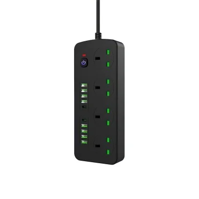 ONESAM Smart Connection, 2 meters long, and 3000 watts of power - 8 USB fast charging ports + 4 triple electrical sockets