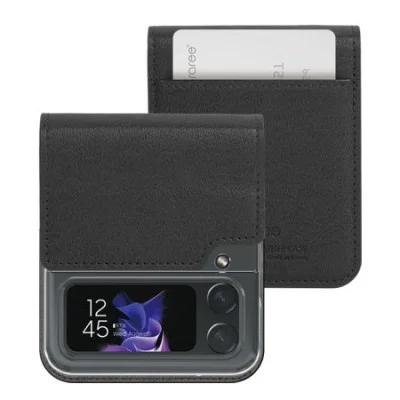 Cover Samsung Flip4 Mustang Diary Tangerine Red Card Slot Case Araree - black