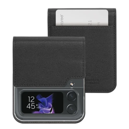 Cover Samsung Flip4 Mustang Diary Tangerine Red Card Slot Case Araree - black