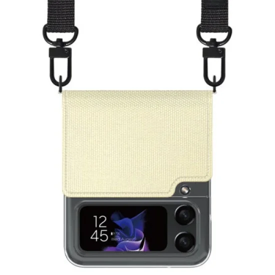 Cover Samsung Z Flip 4 Canvas Diary Case With Adjustable Shoulder Strap Araree