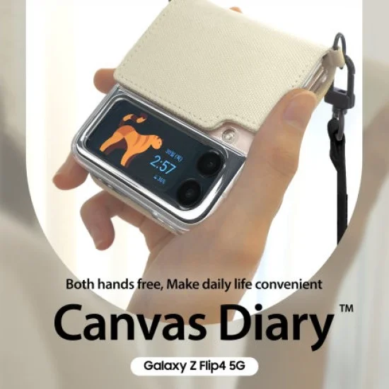 Cover Samsung Z Flip 4 Canvas Diary Case With Adjustable Shoulder Strap Araree
