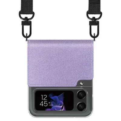 Cover Samsung Z Flip 4 Canvas Diary Case With Adjustable Shoulder Strap Araree