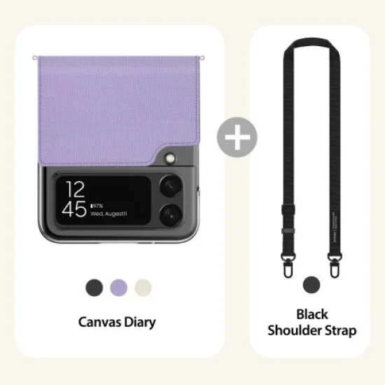 Cover Samsung Z Flip 4 Canvas Diary Case With Adjustable Shoulder Strap Araree