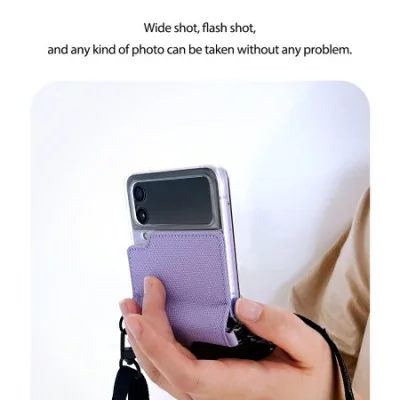 Cover Samsung Z Flip 4 Canvas Diary Case With Adjustable Shoulder Strap Araree