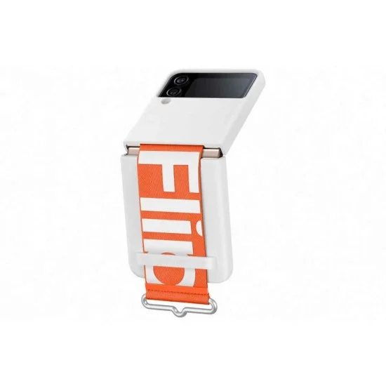 Cover Samsung Flip 4 Silicone With Strap - White