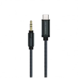  Powerology Aluminum Braided Audio Cable Type-C to ( AUX ) 3.5mm 1.2m/4ft - Black