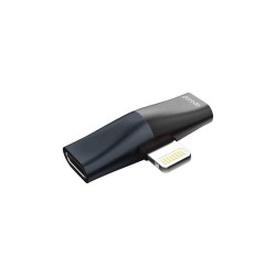 Porodo Dual Lightning Adapter (Charge & Audio) 2A - Black