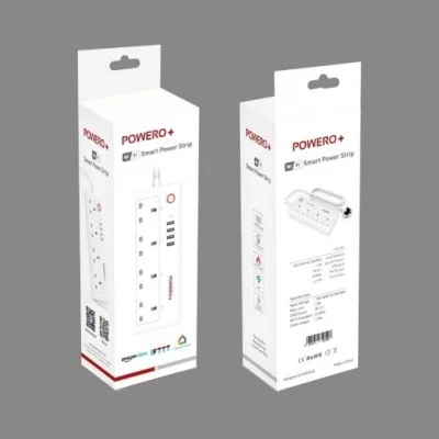 POWERO+ WIFI SMART POWER STRIP EXTENSION SOCKET 4 WAY 4 USB PORTS - WHITE