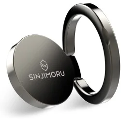 Sinjimoru Ringo Mini Phone Ring Holder & Finger Ring Stand 360 Rotation - Metallic Black
