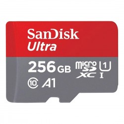 بطاقة الذاكرة ألترا اندرويد ميكرو إس دي مع محول بسعة 256 جيجا بايت من سانديسك - الفئة ١٠ - سرعة قراءة 120 ميجابايت بالثانية