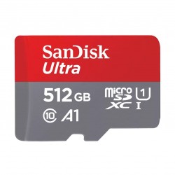 بطاقة الذاكرة ألترا اندرويد ميكرو إس دي مع محول بسعة 512 جيجا بايت من سانديسك - الفئة ١٠ - سرعة قراءة 120 ميجابايت بالثانية