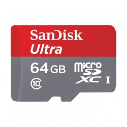 بطاقة الذاكرة ألترا اندرويد ميكرو إس دي مع محول بسعة 64 جيجا بايت من سانديسك - الفئة ١٠ - سرعة قراءة ٨٠ ميجابايت بالثانية