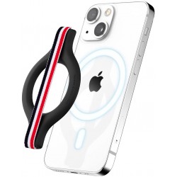 Sinjimoru M-Mini Grip Magnetic Wool-Band Phone Grip Holder for Apple MagSafe Case-Green/Red