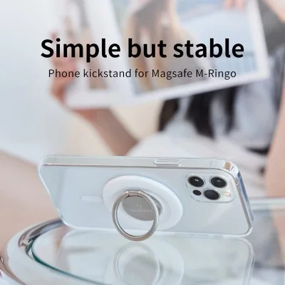Sinjimoru M-Ringo Magnetic Phone Ring Holder for Apple MagSafe Case - Metallic Black