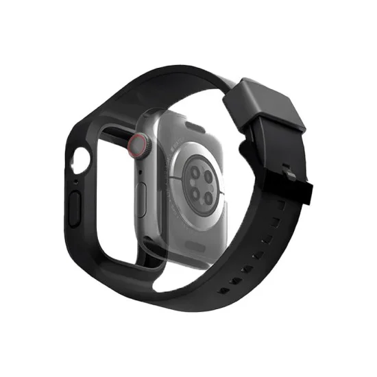 Uniq Monos 2-in-1 Apple Watch Strap With Hybrid Case 45/44mm - BLACK