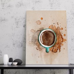 لوحة كانفس فنجان قهوة مع تاثير القهوة بالوان جذابة
