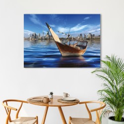 Canvas painting of the State of Kuwait installed on the beach in attractive natural colors