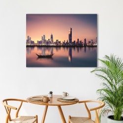 Canvas painting of Kuwait City at night and attractive lighting