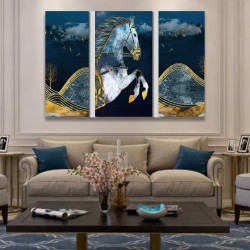 Three canvases for the decor of your home or office of a horse