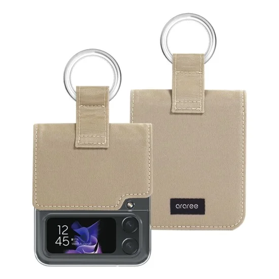 Cover Samsung Z Flip 4 Ring Diary Case Araree - Beige