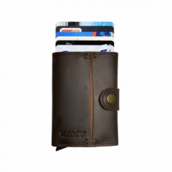 محفظة جلدية رفيعة لحمل بطاقات الائتمان من KAVY (بني)