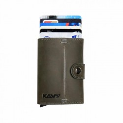 محفظة جلدية رفيعة لحمل بطاقات الائتمان من KAVY (أخضر)