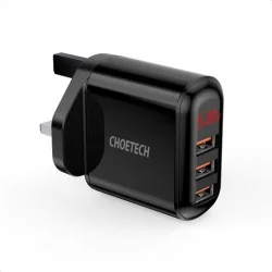 CHOETECH 3 Port USB Wall Charger with Digital Display