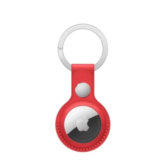 Red Leather AirTag Keychain - Red