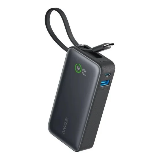 Anker Nano Power Bank (30W, Built-In Usb-C Cable) 10000 Pd -Black
