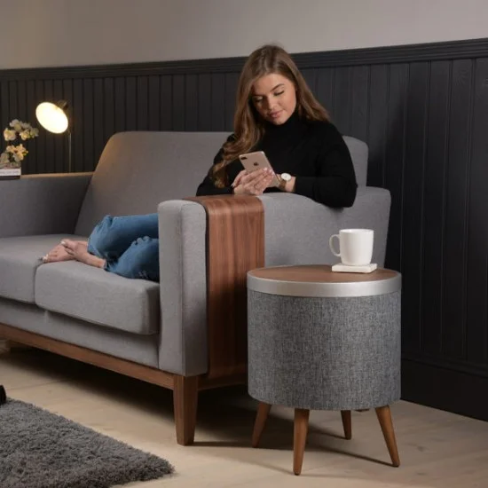 Smart Side Table fast wireless Charging Technology & Bluetooth Speaker and Subwoofer and Usb Charging Points
