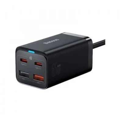 Baseus GaN3 Pro Desktop Power Strip AC+2U+2C 65W UK 1m - Black
