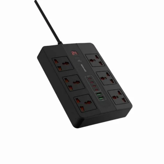 Porodo 6 ac 2 usb-a 24w & 4 usb-c pd 36w multi-port super hub 3m 3000w uk - black