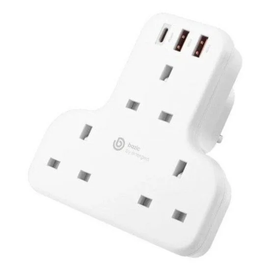 BAZIC GOPORT TRIO, EXTENSION WALL CHARGER WITH BUILT-IN USB OUTPUT - WHITE