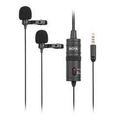 Boya Dual Mic Lavalier Microphone for Smartphones and DSLR - Black