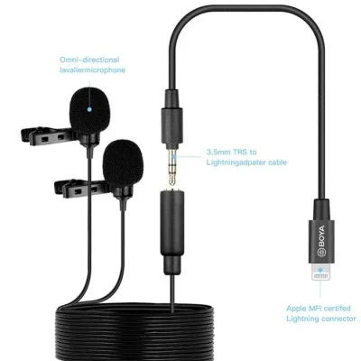 BOYA Dual Digital lavalier for iOS/Mac/Windows - Black