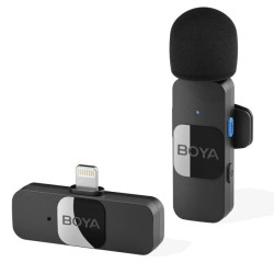 BOYA Smallest 2.4Ghz Wireless Micorphone with Lightning Connector For iOs Device (1TX+1RX) - Black