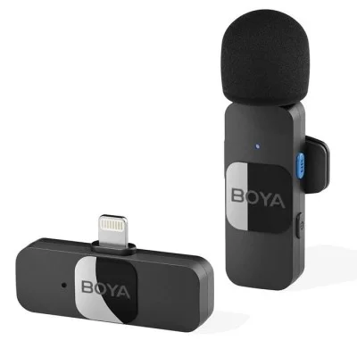 BOYA Smallest 2.4Ghz Wireless Micorphone with Lightning Connector For iOs Device (1TX+1RX) - Black