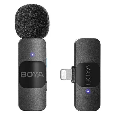 BOYA Smallest 2.4Ghz Wireless Micorphone with Lightning Connector For iOs Device (1TX+1RX) - Black