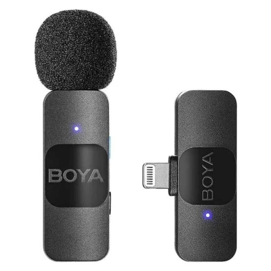 BOYA Smallest 2.4Ghz Wireless Micorphone with Lightning Connector For iOs Device (1TX+1RX) - Black