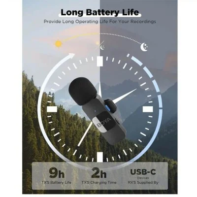 BOYA Smallest 2.4Ghz Wireless Micorphone for Type-C device (2TX+1RX) - Black
