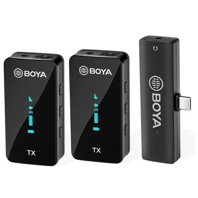 BOYA 2.4Ghz Wireless Microphone For Mobile Device, Pc, Tablet Etc (2Transmitters+1Receiver With Type-C  Jack)