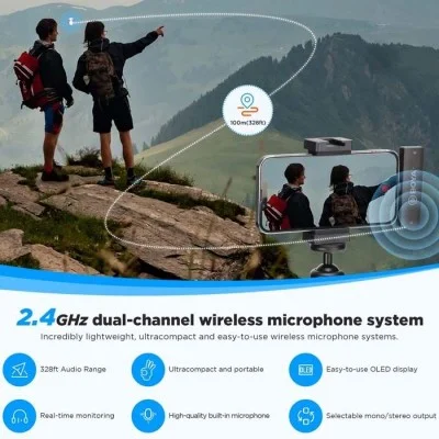 BOYA 2.4Ghz Wireless Microphone For Mobile Device, Pc, Tablet Etc (2Transmitters+1Receiver With Lightning Jack)