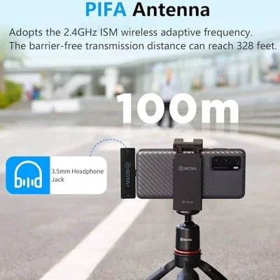 BOYA 2.4GHz Wireless Microphone For Mobile Device, Pc, Tablet Etc  (1Transmitter+1Receiver With Type-C  Jack)