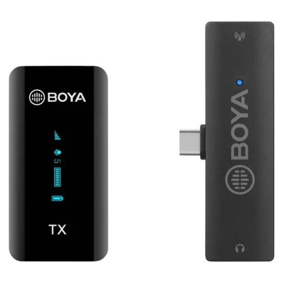 BOYA 2.4GHz Wireless Microphone For Mobile Device, Pc, Tablet Etc  (1Transmitter+1Receiver With Type-C  Jack)