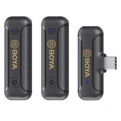 BOYA Dual 2.4GHZ Wireless Lavalier Microphone, USB-C Connector - Black