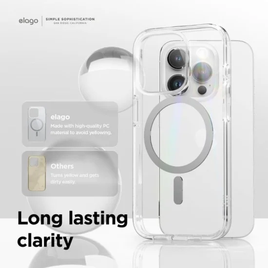 Cover Iphone 15 Pro Max Magnetic Hybrid Elago &ndash; Clear & Gray