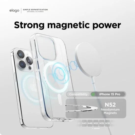 Cover Iphone 15 Pro Max Magnetic Hybrid Elago - Clear & White