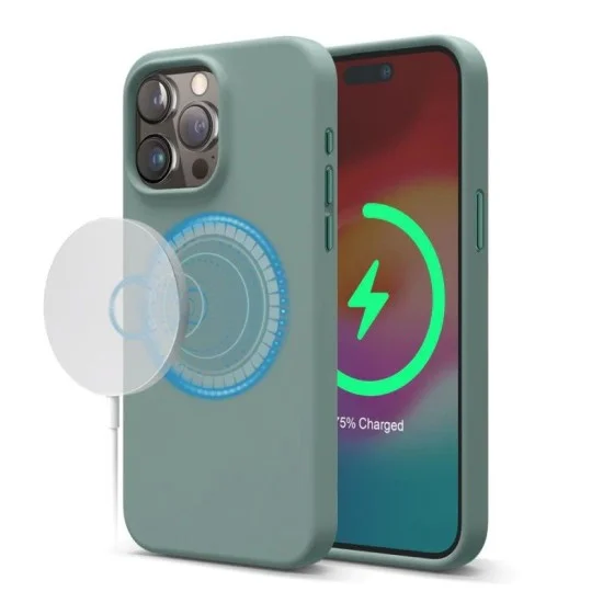 Cover Iphone 15 Pro Magsafe Silicone Elago - Midnight Green