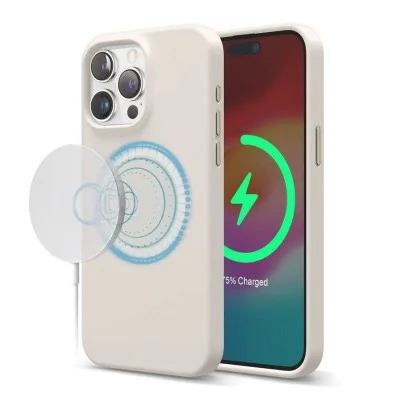 Cover Iphone 15 Pro Magsafe Silicone Elago - Stone
