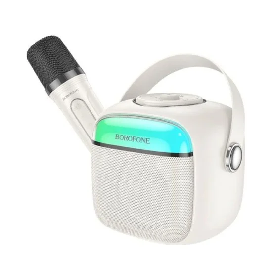 Borofone Portable Bluetooth Speaker Bp15 Dazzling Mini Karaoke With Microphone - White